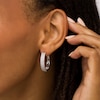 Thumbnail Image 2 of 2 CT. T.W. Diamond Triple Row Hoop Earrings in 10K White Gold