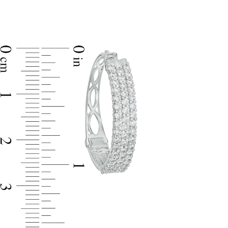 Main Image 3 of 2 CT. T.W. Diamond Triple Row Hoop Earrings in 10K White Gold