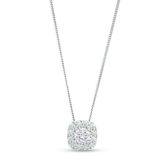 3/4 CT. T.w. Diamond Cushion-Shaped Frame Pendant in 10K White Gold