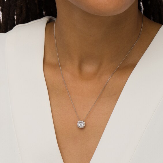 3/4 CT. T.w. Diamond Cushion-Shaped Frame Pendant in 10K White Gold