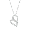 Thumbnail Image 1 of Two in Love 1/10 CT. Diamond Solitaire Crossover Ribbon Tilted Loop Heart Pendant in 10K White Gold – 19"