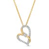 Thumbnail Image 1 of Two in Love 1/4 CT. T.W. Diamond Crossover Ribbon Tilted Loop Heart Pendant in 10K Gold – 19"