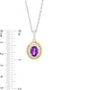 Thumbnail Image 4 of Oval Amethyst and White Lab-Created Sapphire Rope-Textured Frame Three Piece Set in Sterling Silver with 14K Gold Plate - Size 7
