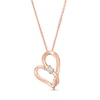 Thumbnail Image 1 of Two in Love 1/10 CT. Diamond Solitaire Crossover Ribbon Tilted Loop Heart Pendant in 10K Rose Gold – 19"