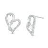 Thumbnail Image 1 of Two in Love 1/4 CT. T.W. Diamond Crossover Ribbon Loop Heart Stud Earrings in 10K White Gold