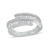 Thumbnail Image 1 of 1 CT. T.W. Baguette and Round Diamond Triple Row Ribbon Bypass Ring in 10K White Gold