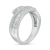 Thumbnail Image 3 of 1 CT. T.W. Baguette and Round Diamond Triple Row Ribbon Bypass Ring in 10K White Gold