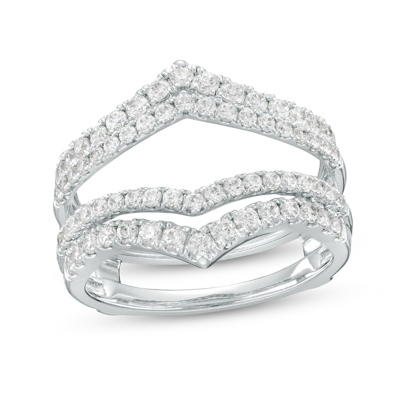 Main Image 1 of 1 CT. T.W. Diamond Double Row Chevron Solitaire Enhancer in 14K White Gold