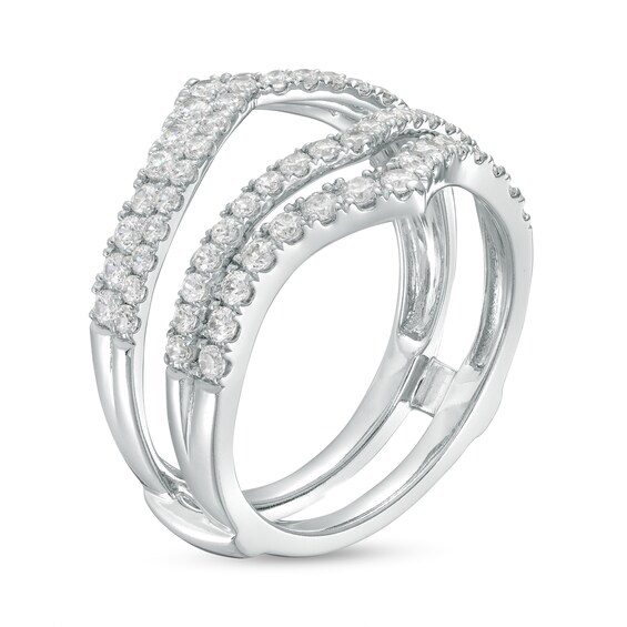 1 CT. T.w. Diamond Double Row Chevron Solitaire Enhancer in 14K White Gold
