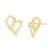 Thumbnail Image 1 of Two in Love 1/10 CT. T.W. Diamond Solitaire Crossover Ribbon Loop Heart Stud Earrings in 10K Gold