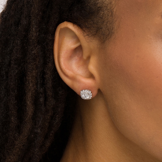 1-1/2 CT. T.w. Diamond Cushion-Shaped Frame Stud Earrings in 10K White Gold