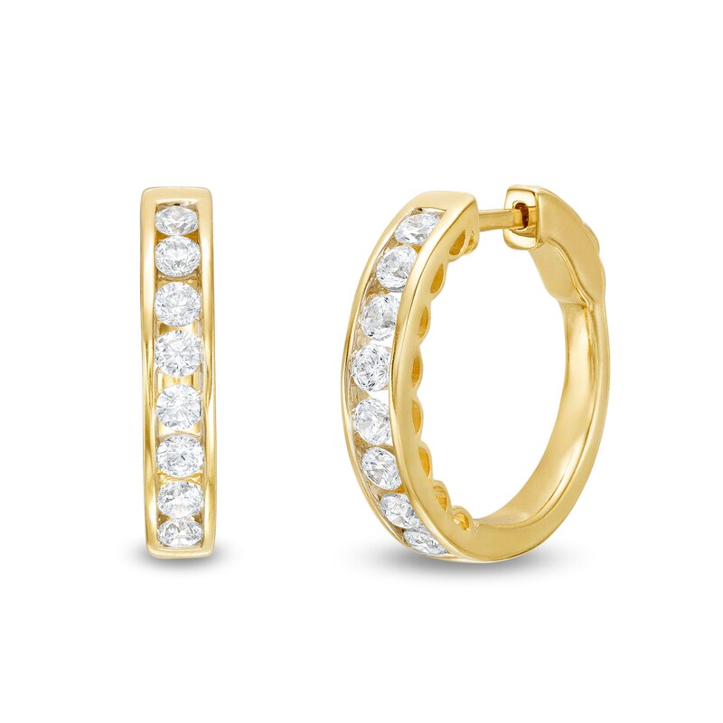 Main Image 1 of 2 CT. T.W. Diamond Channel Eight Stone Hoop Earrings in 14K Gold