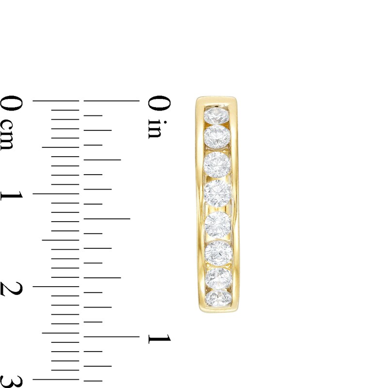 Main Image 3 of 2 CT. T.W. Diamond Channel Eight Stone Hoop Earrings in 14K Gold