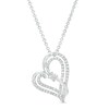 Thumbnail Image 1 of Two in Love 1/2 CT. T.W. Diamond Crossover Ribbon Tilted Double Loop Heart Pendant in 10K White Gold – 19"