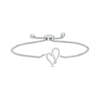 Thumbnail Image 1 of Two in Love 1/6 CT. T.W. Diamond Crossover Ribbon Loop Heart Bolo Bracelet in 10K White Gold – 9.5"