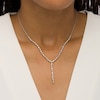 Thumbnail Image 2 of 7/8 CT. T.W. Diamond Marquise and Round Alternating Art Deco "Y" Necklace in Sterling Silver