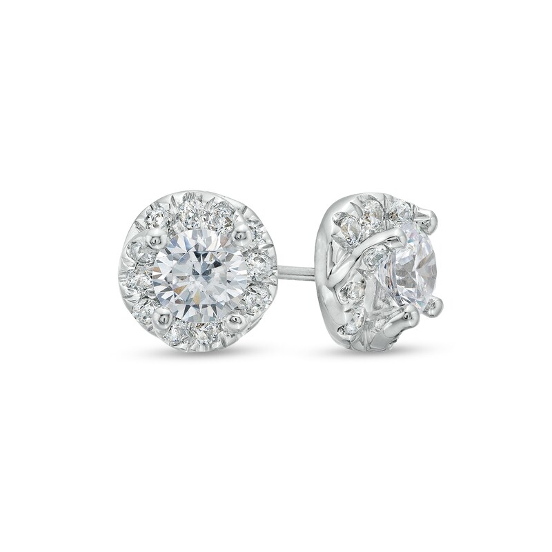 Main Image 1 of 1-3/8 CT. T.W. Diamond Swirl Frame Outer Edge Stud Earrings in 10K White Gold