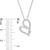Thumbnail Image 3 of Two in Love 1/4 CT. T.W. Diamond Crossover Ribbon Tilted Loop Heart Pendant in 10K White Gold – 19"