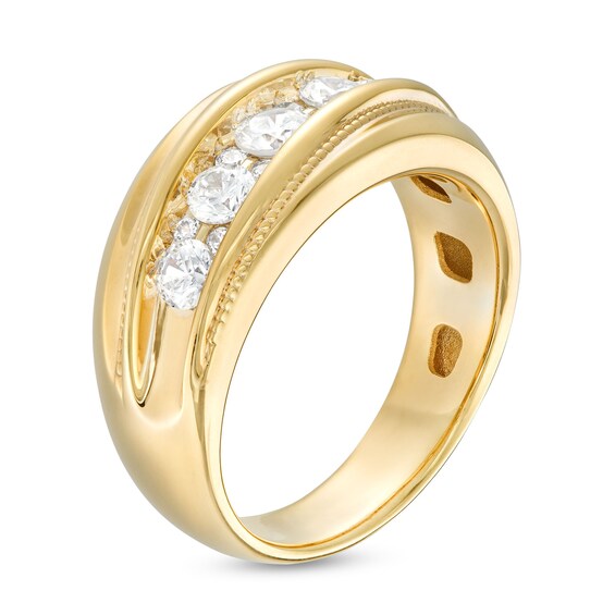 1 CT. T.w. Diamond Large and Small Alternating Wedding Band in 10K Gold