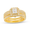 Thumbnail Image 0 of 3/4 CT. T.W. Quad Princess-Cut Diamond Frame Bridal Set in 10K Gold (I/I2)