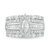 Thumbnail Image 4 of 2 CT. T.W. Marquise Diamond Frame Multi-Row Engagement Ring in 14K White Gold (I/I2)