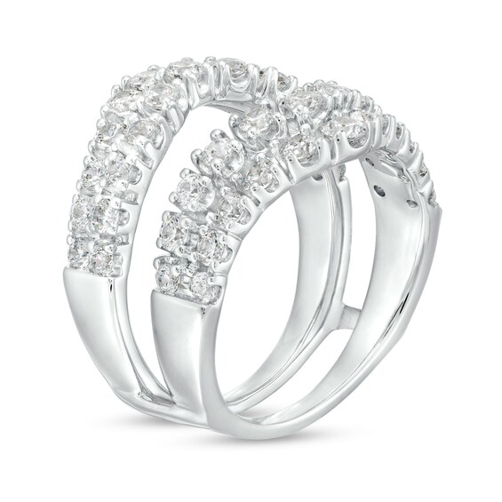 2 CT. T.w. Diamond Double Row Contour Solitaire Enhancer in 14K White Gold