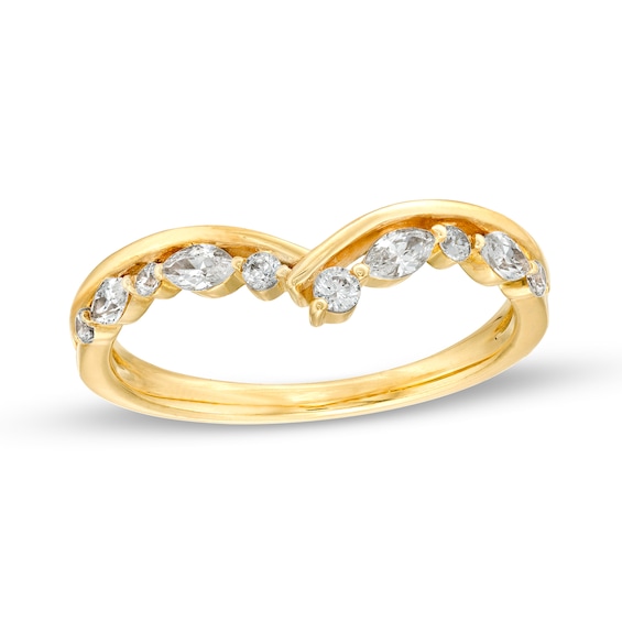 1/3 CT. T.w. Marquise and Round Diamond Contour Crossover Anniversary Band in 14K Gold