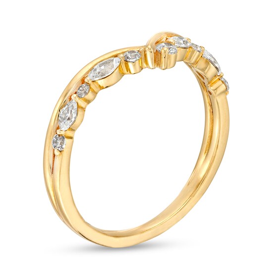 1/3 CT. T.w. Marquise and Round Diamond Contour Crossover Anniversary Band in 14K Gold
