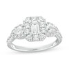 Thumbnail Image 1 of 1-1/2 CT. T.W. Emerald-Cut Diamond Frame Past Present Future® Engagement Ring in 14K White Gold