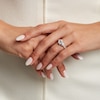 Thumbnail Image 2 of 1-1/2 CT. T.W. Emerald-Cut Diamond Frame Past Present Future® Engagement Ring in 14K White Gold