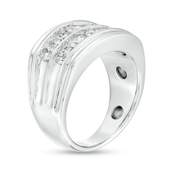 2 CT. T.w. Diamond Double Row Alternating Anniversary Band in 10K White Gold