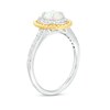 Thumbnail Image 3 of Oval Lab-Created Opal and White Lab-Created Sapphire Frame Three Piece Set in Sterling Silver with 14K Gold Plate - Size 7