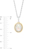Thumbnail Image 4 of Oval Lab-Created Opal and White Lab-Created Sapphire Frame Three Piece Set in Sterling Silver with 14K Gold Plate - Size 7