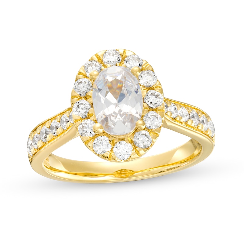 Main Image 1 of 1-3/4 CT. T.W. Certified Oval Diamond Frame Engagement Ring in 14K Gold (I/I1)