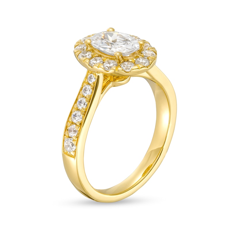 Main Image 3 of 1-3/4 CT. T.W. Certified Oval Diamond Frame Engagement Ring in 14K Gold (I/I1)