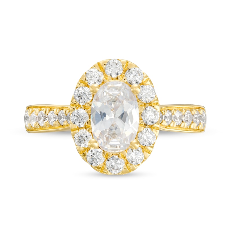 Main Image 4 of 1-3/4 CT. T.W. Certified Oval Diamond Frame Engagement Ring in 14K Gold (I/I1)