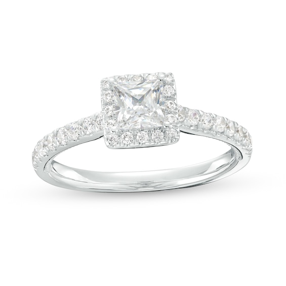 1 CT. T.w. Princess-Cut Diamond Frame Engagement Ring in 14K White Gold (I/I2)