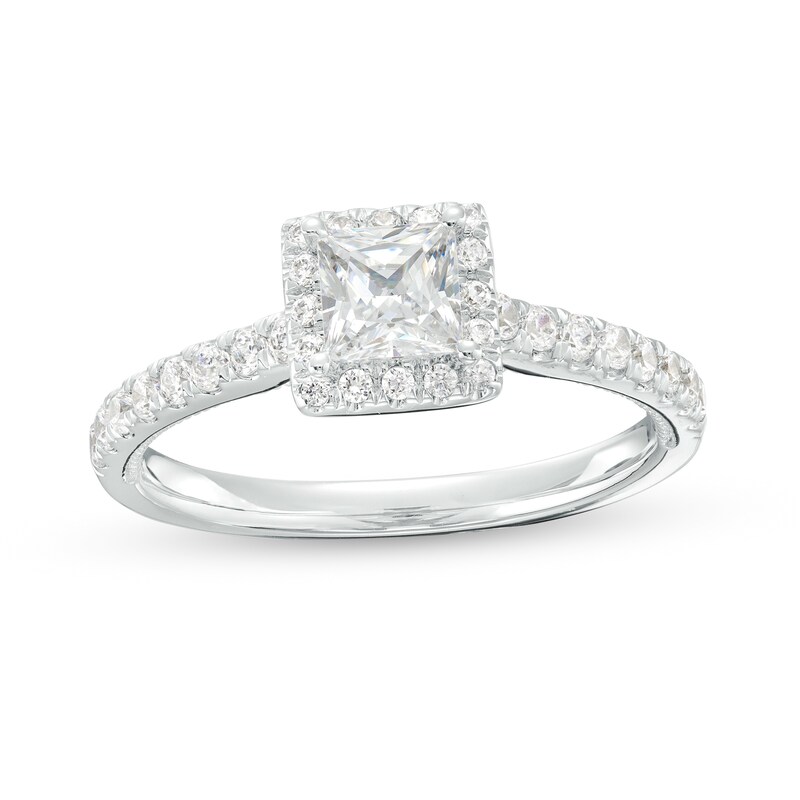 Main Image 1 of 1 CT. T.W. Princess-Cut Diamond Frame Engagement Ring in 14K White Gold (I/I2)