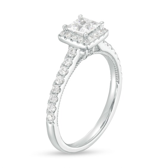 1 CT. T.w. Princess-Cut Diamond Frame Engagement Ring in 14K White Gold (I/I2)