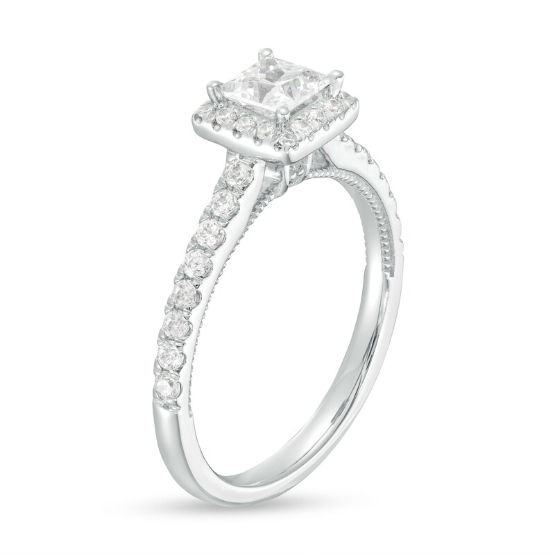 Main Image 3 of 1 CT. T.W. Princess-Cut Diamond Frame Engagement Ring in 14K White Gold (I/I2)