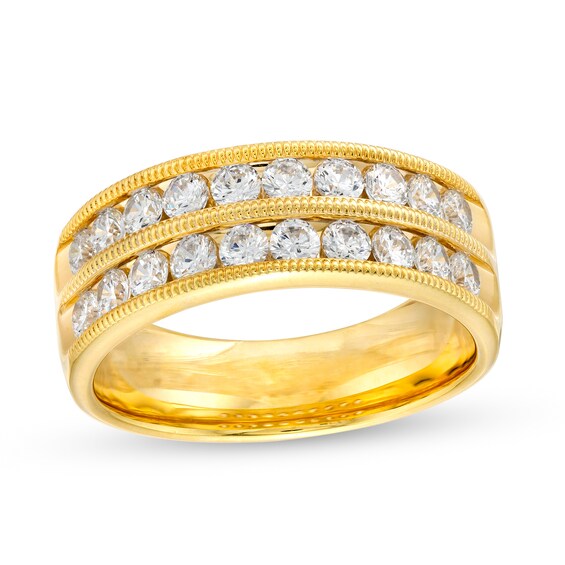 Men's 1-1/2 CT. T.w. Diamond Double Row Wedding Band in 10K Gold