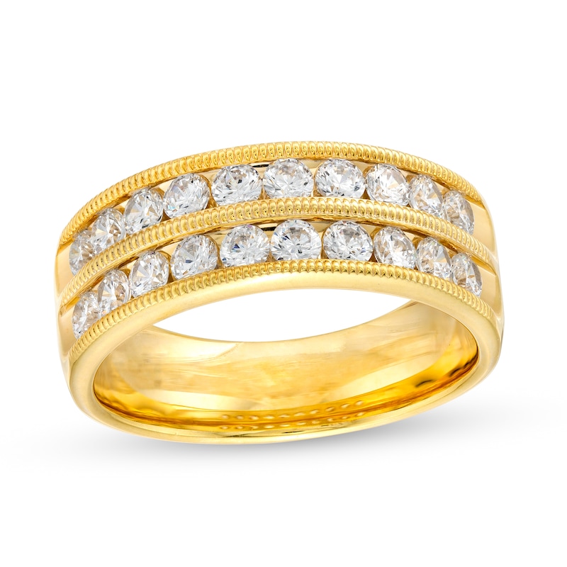 Main Image 1 of 1-1/2 CT. T.W. Diamond Double Row Wedding Band in 10K Gold