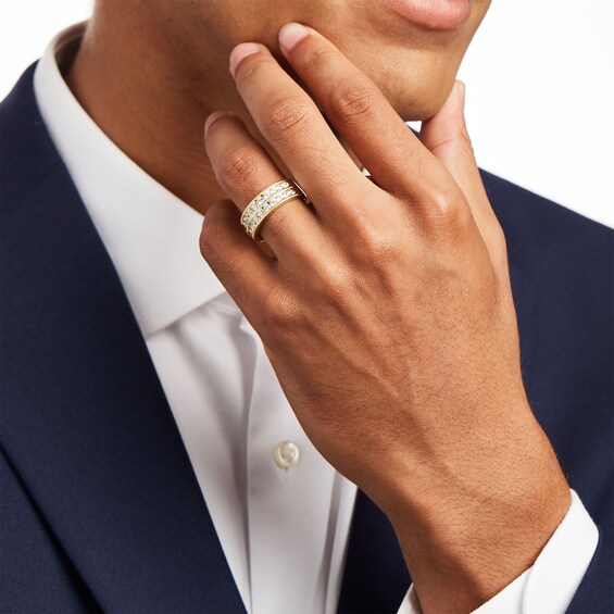 Men's 1-1/2 CT. T.w. Diamond Double Row Wedding Band in 10K Gold