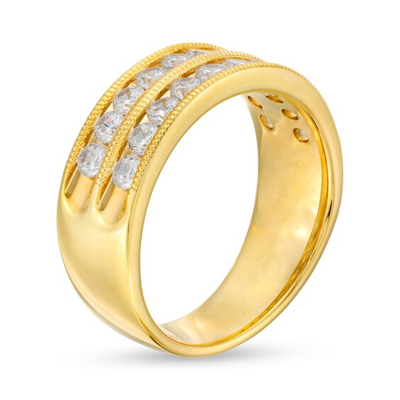 Men's 1-1/2 CT. T.w. Diamond Double Row Wedding Band in 10K Gold