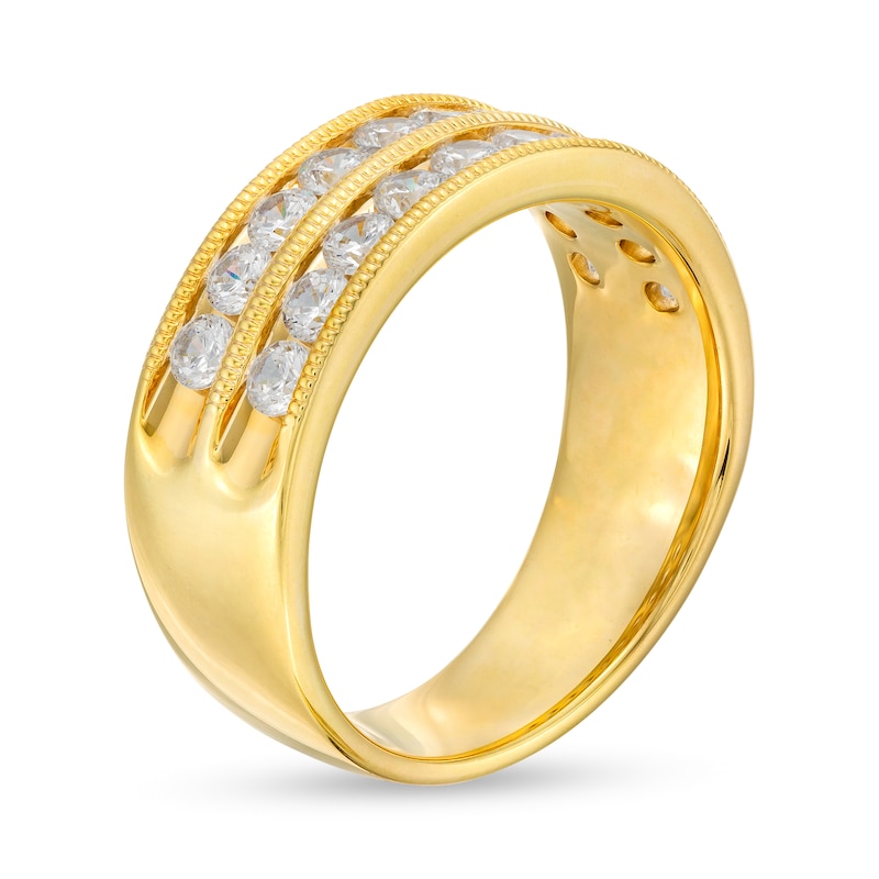 Main Image 3 of 1-1/2 CT. T.W. Diamond Double Row Wedding Band in 10K Gold