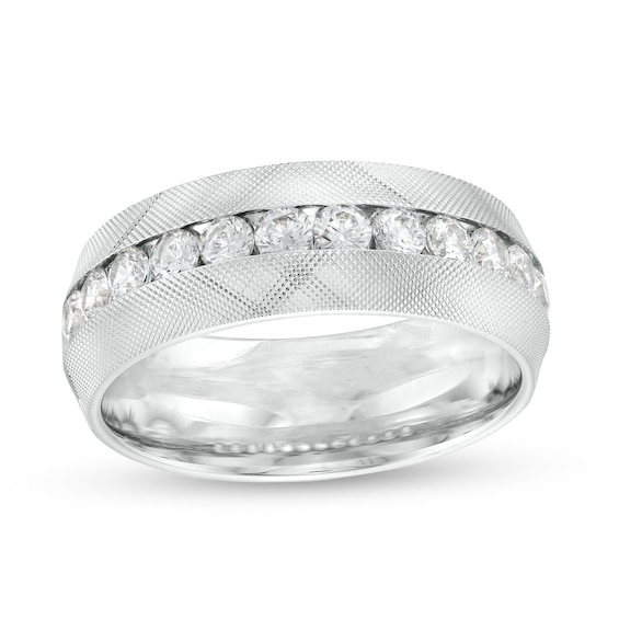 1 CT. T.w. Diamond Textured Wedding Band in 10K White Gold