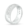 Thumbnail Image 2 of Men's 1 CT. T.W. Diamond Textured Wedding Band in 10K White Gold