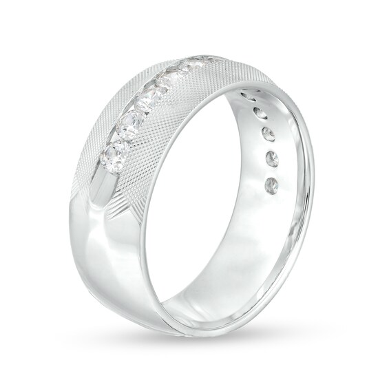 1 CT. T.w. Diamond Textured Wedding Band in 10K White Gold