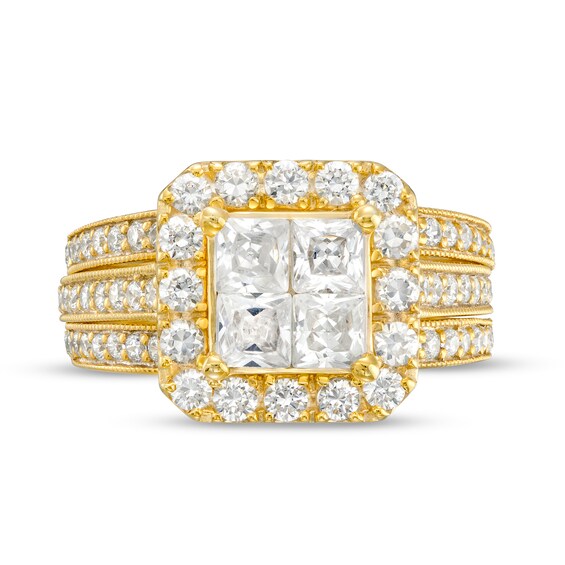 2-1/2 CT. T.w. Quad Princess-Cut Diamond Frame Bridal Set in 14K Gold (I/I2)