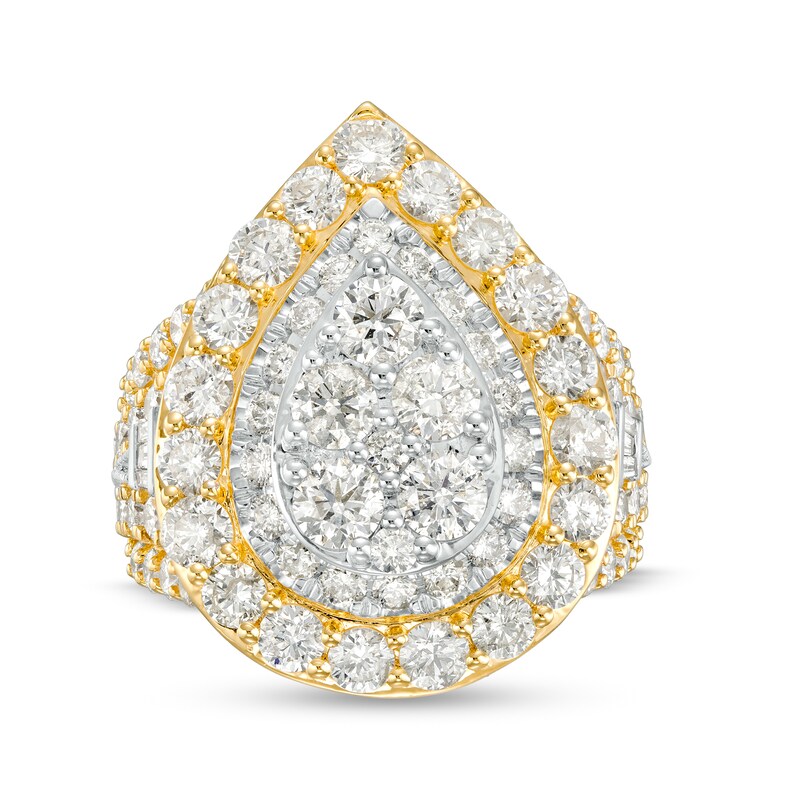 Main Image 4 of 5 CT. T.W. Pear-Shaped Multi-Diamond Double Frame Multi-Row Engagement Ring in 14K Gold (I/I2)